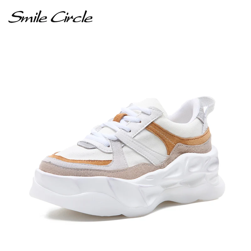 Smile Circle/2019 обувь на массивной танкетке женские кроссовки плоской подошве Модные