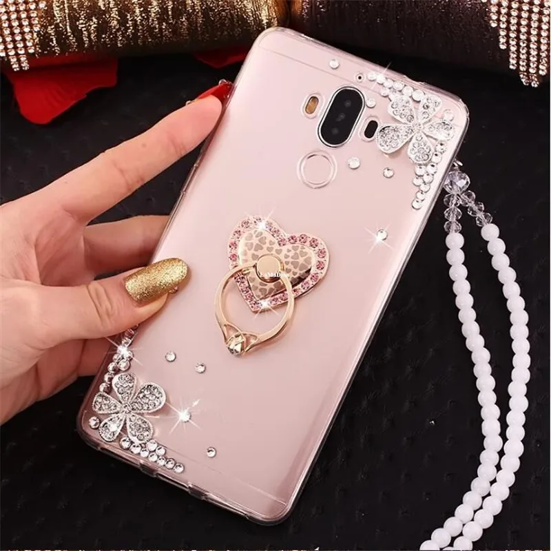 For xiaomi Redmi8 7 5A 6A MAX3 Note8 6 Pro Cute girls Bling Diamond phone case with finger ring lanyard hand Rope handmade DIY |