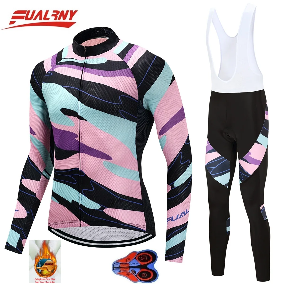 2018 FUALRNY NEW cycling jersey long sleeve men with pants sets winter Thermal Fleece top sale mtb bike wear 9D | Спорт и