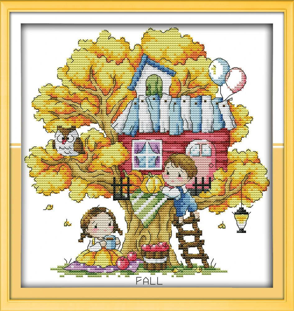 Набор для вышивки крестиком Tree House (осень) aida 14ct 11ct детская вышивка рукоделие