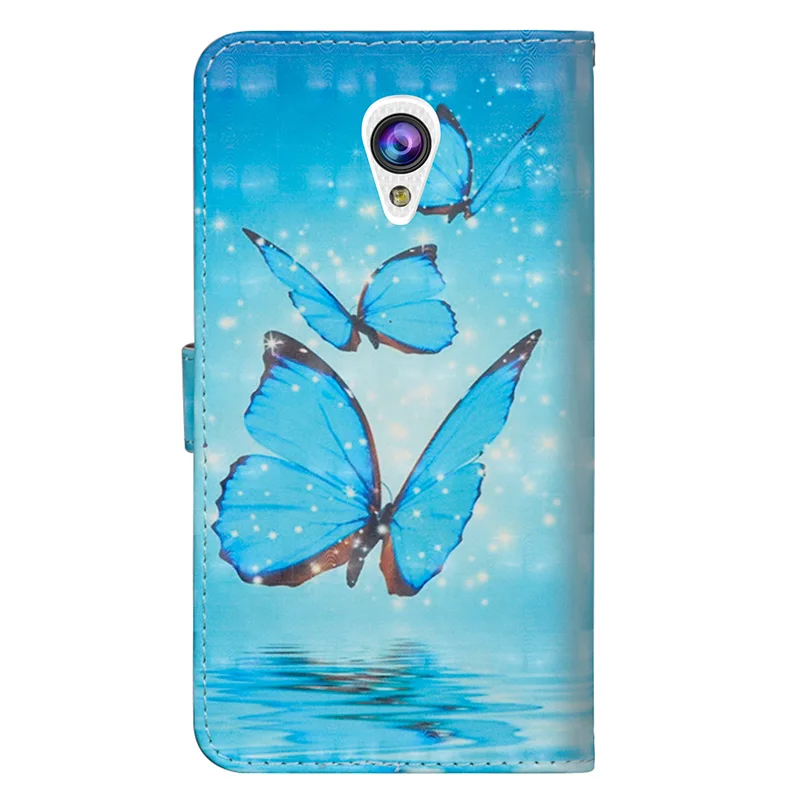 Роскошный флип чехол для телефона Alcatel U5 кожаный с рисунком + силиконовый