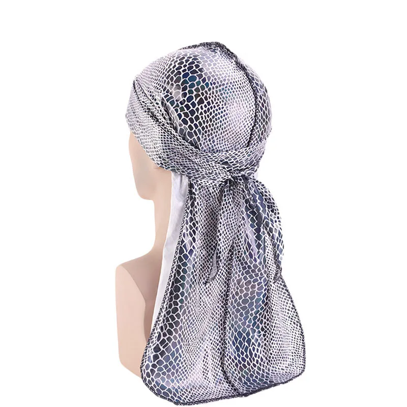 Унисекс с крокодиловым принтом шелковистые тюрбан шляпы парики Durags Doo Rag головной