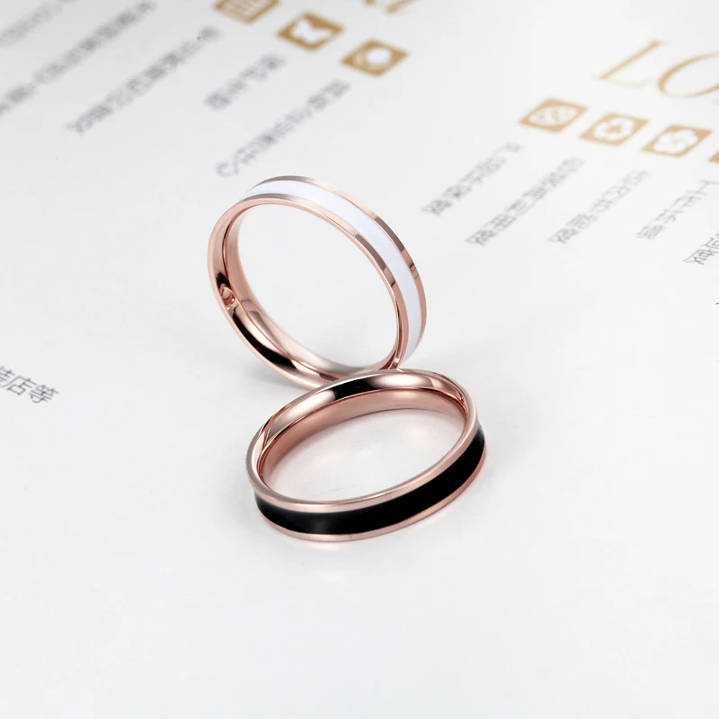 Женское кольцо с эмалью Anillo Bijou из нержавеющей стали цвета розового золота