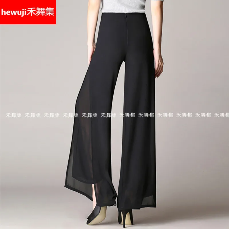 Modern Dance Wide-legged Trousers Lady Ballroom Girls Latin Pant Square High-waisted B-6885 | Тематическая одежда и