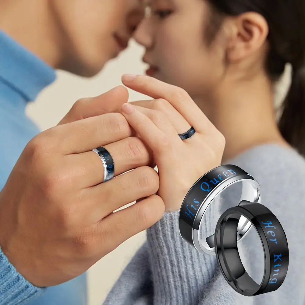 Стильный Умный датчик температуры цвета тела изменить ее король его королева