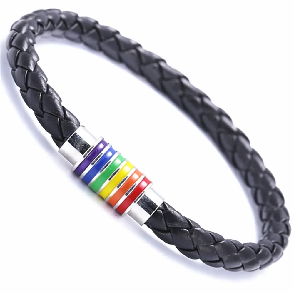 Женские и мужские браслеты с цепочкой Rainbow черные коричневые ручной работы