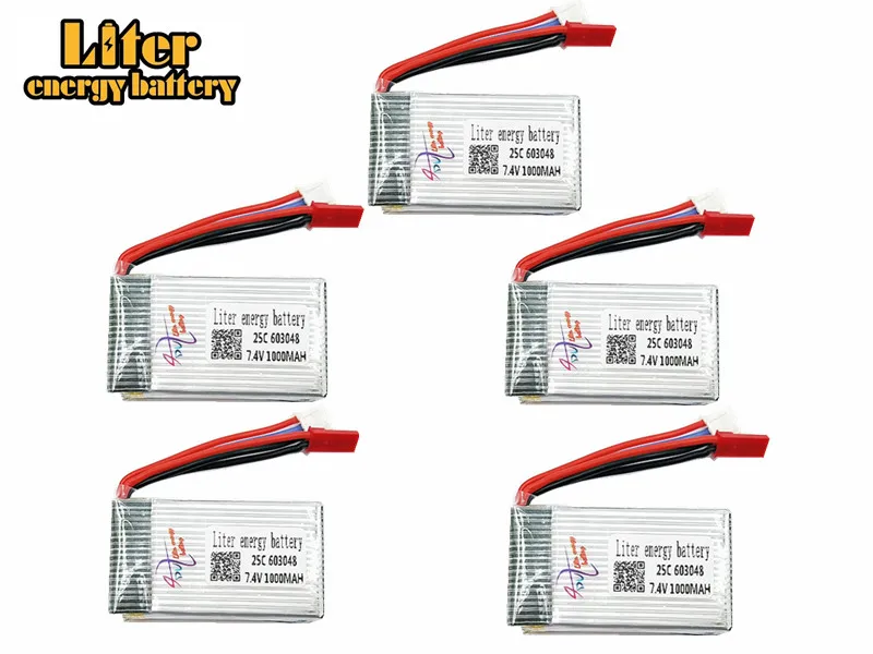 5 шт. 7 4 В 1000 мАч 25C Lipo батарея для MJXRC X600 F46 модель самолета JXD391V 2s 603048 JST