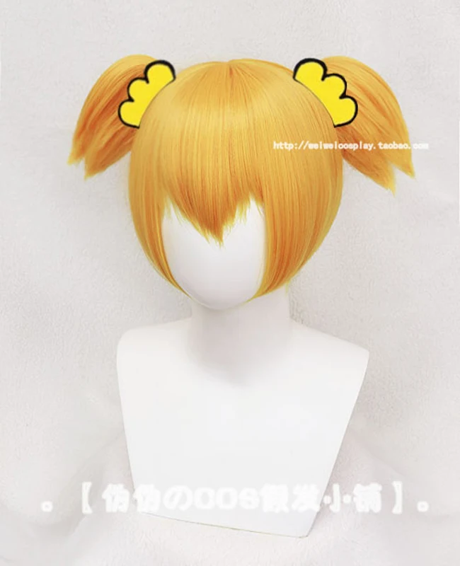 POP TEAM EPIC Popuko 28 см короткий золотой светлый конский хвост Pipimi 60 длинный синий парик