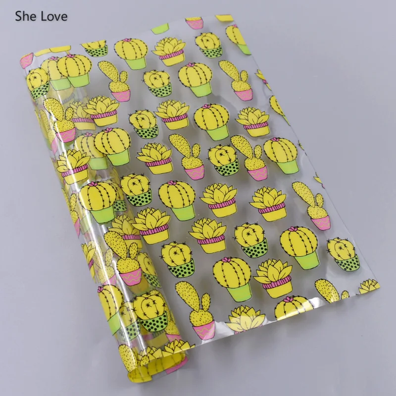 She Love 21x29 см A4 кактус шаблон прозрачный ПВХ ткань листы для DIY Hairbow ремесла лук