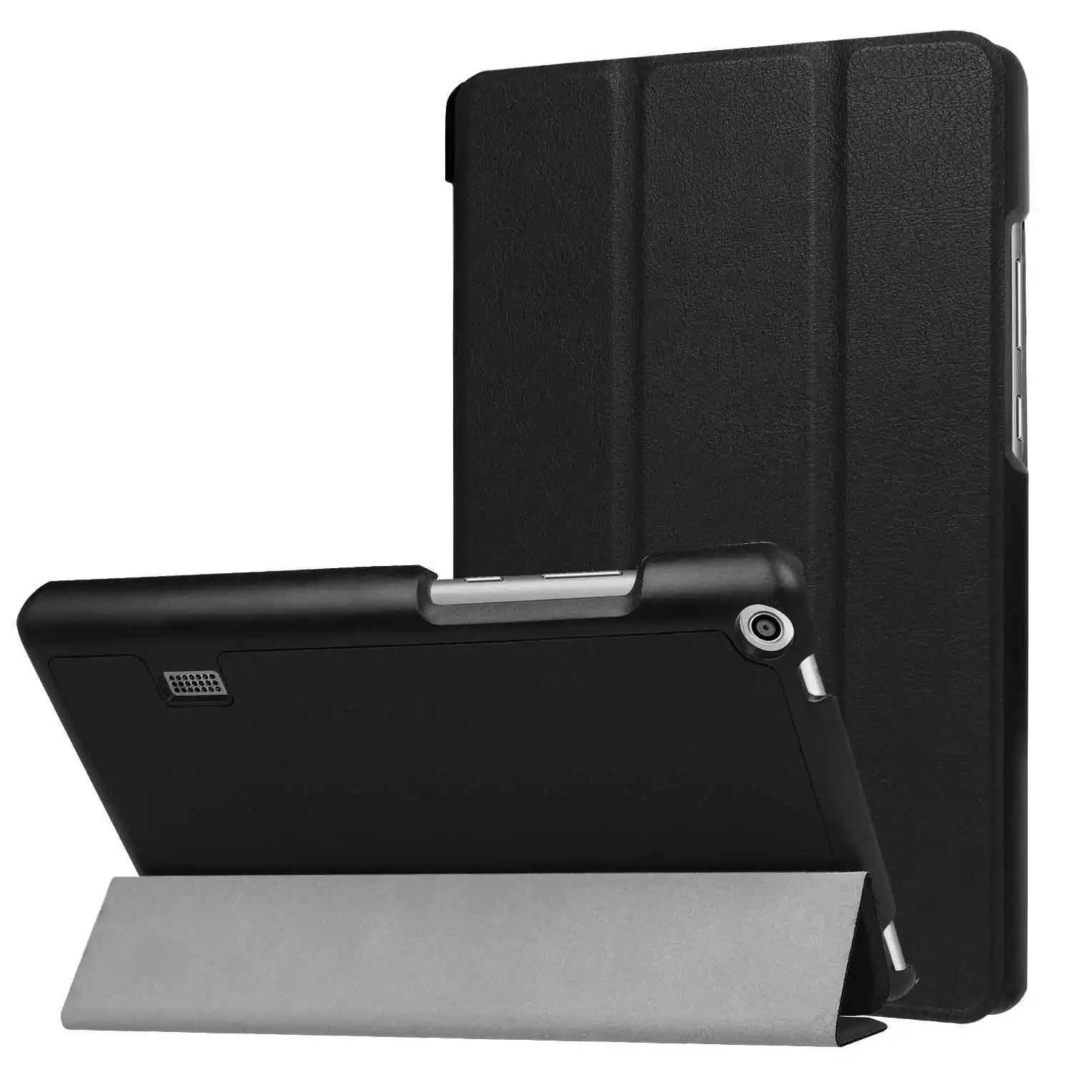 Тонкий флип-чехол из искусственной кожи чехол для huawei MediaPad T3 7,0 BG2-W09 чехол для планшета Funda для Honor Play Pad 2 7,0 чехол для планшета+ пленка+ ручка - Цвет: black