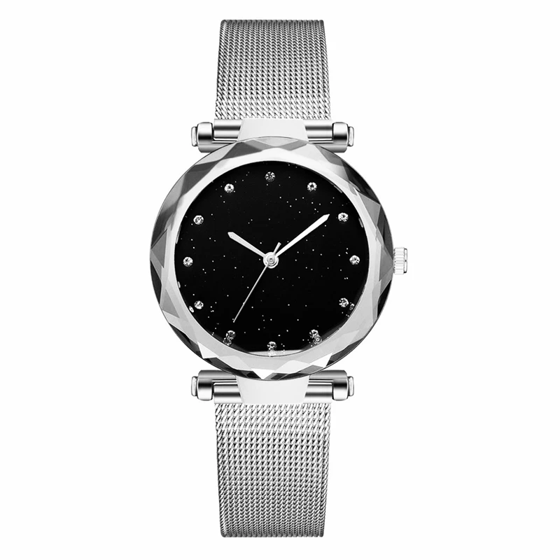 Little Woman Watches Silver Watchband Ladies wristwatch Fashion Casual Quartz Clock Crystal Diamond Starry Female Good T | Наручные часы