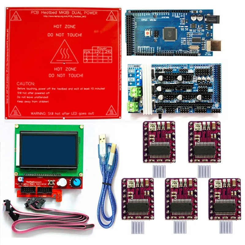 Ramps 1 6 комплект для Mega 2560 R3 шт. RAMPS контроллер 5 DRV8825 модуль шагового драйвера lcd 12864