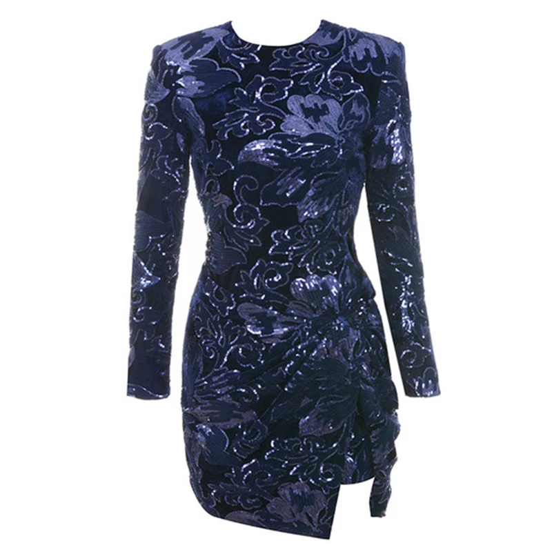 2018 роскошные женские Лидер продаж блестками цветочный с длинными рукавами и