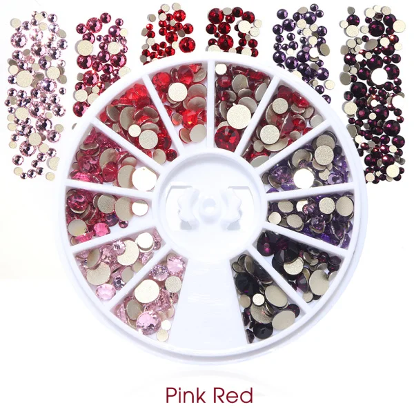 Pink Red 1 колесико AB радужные стразы для дизайна ногтей Разноцветные Украшения для рукоделия аксессуары CH758 - Цвет: Pink Red