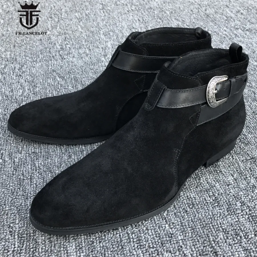 Ботинки мужские ручной работы натуральная кожа ремешок на щиколотке заклепки