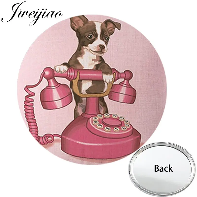 JWEIJIAO Love Pet Мопсы с одной стороны плоские мини Карманное зеркальце компактное портативное косметическое зеркало ручной дорожный кошелек - Цвет: A123