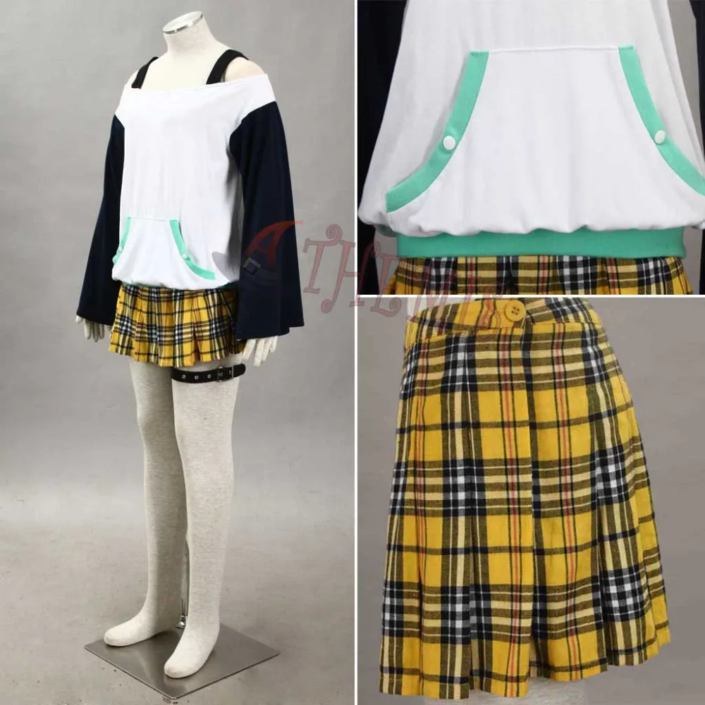 Athemis/Новинка Летняя юбка в шотландскую клетку Rosario and Vampire Белые костюмы Снежной