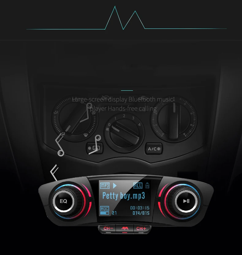 Fm передатчик Bluetooth Car USB Зарядное устройство Aux модулятор громкой связи Car Kit Car Audio MP3 плеер Беспроводной Bluetooth fm-передатчик