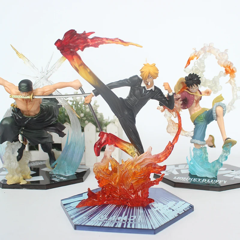 Аниме One Piece Monkey D Luffy Roronoa Zoro Sanji Battle Ver. ПВХ экшн-фигурка 16-18 см | Игрушки и хобби
