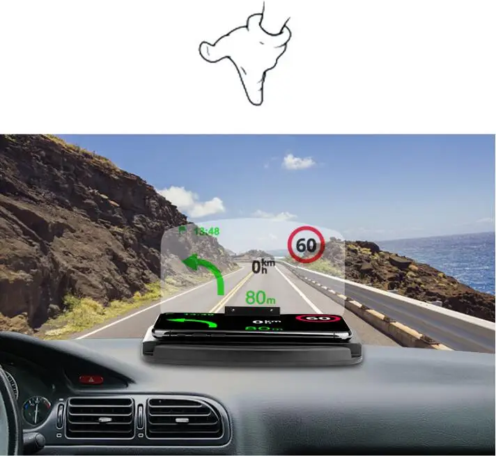 New Car Windscreen Projector HUD Head Up Display Universal Mobile Phone Holder Multifunction 6.5 Inch For iPhone Samsung GPS |