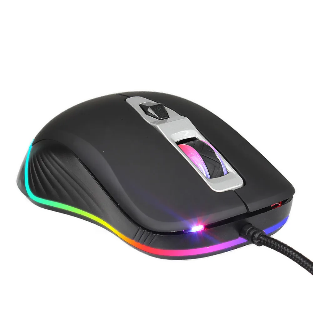 G827USB игровая мышь кабель RGB 6 подсветка макропрограммируемые кнопки Черный геймер