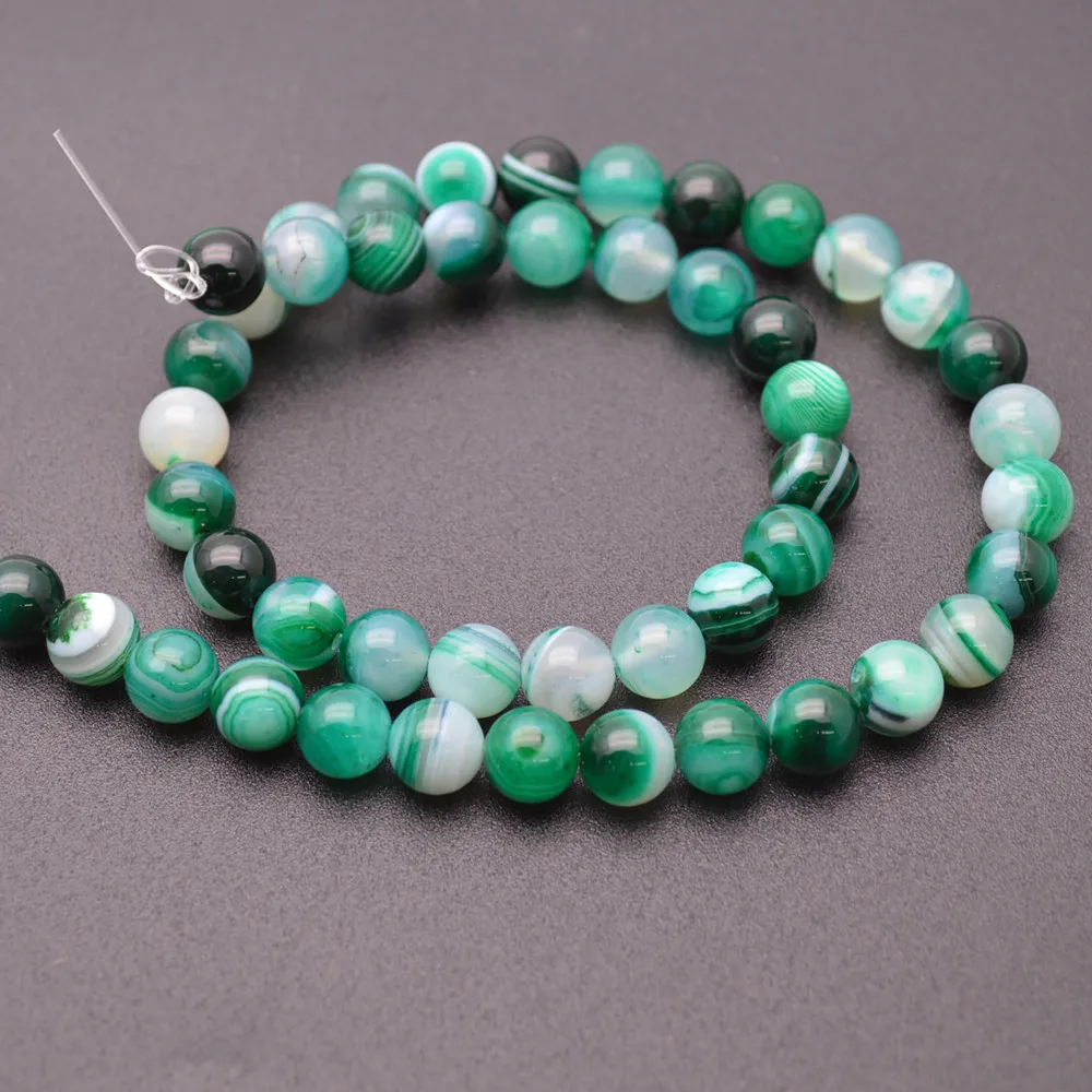 

Dark Green Color Banded Agate Stone Round Beads 6mm 8mm 10mm
