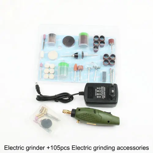 105pcs and drill Электрический шлифовальный мини-ДРЕЛЬ dremel шлифовальный набор 12 В DC dremel Аксессуары Инструмент для фрезерования полировки сверления резка гравировка - Цвет: 105pcs and drill