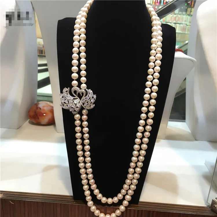 NEW Hot sell European American styles natural 8-9MM big white baroque pearl necklace Long 26