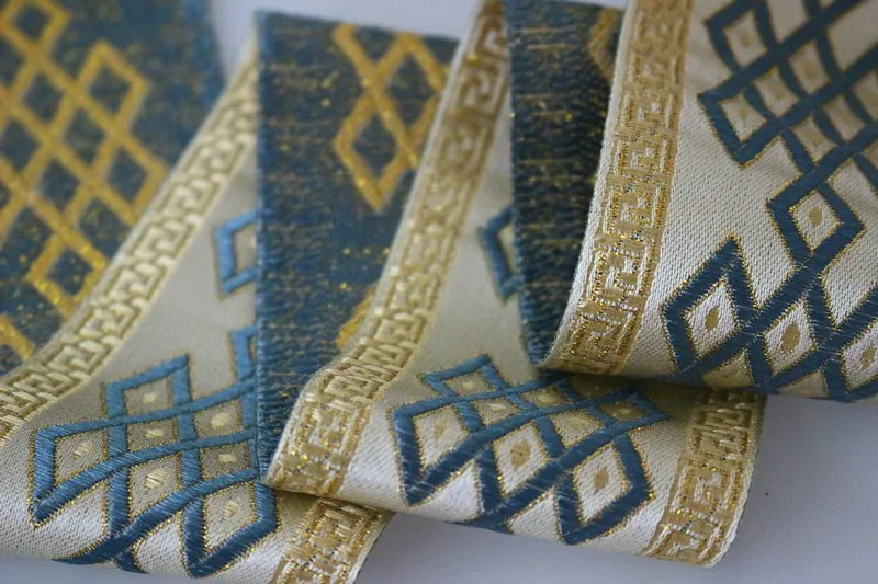 5yards/lot wide 5.9cm Woven Jacquard Ribbon classical Geometric quadrangle design curtain and clothing accessory LS-3970 | Дом и сад
