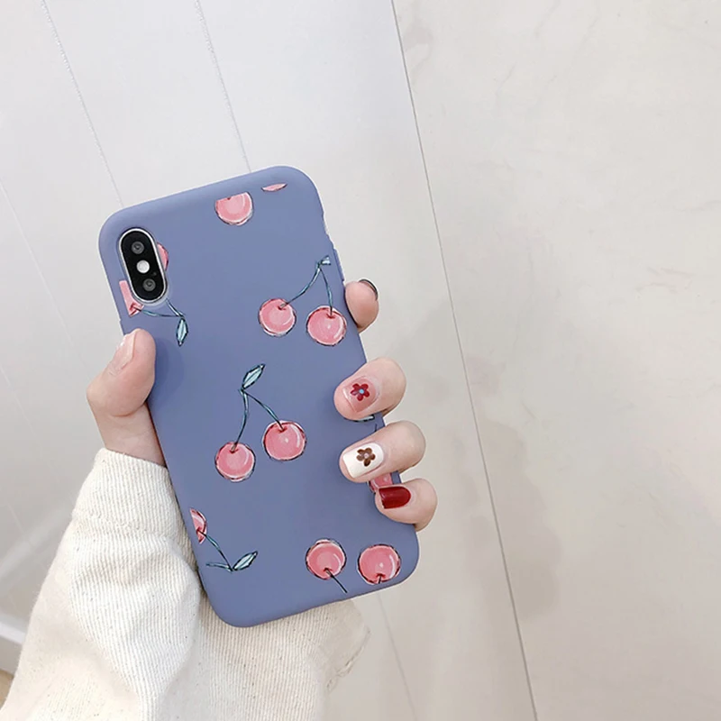 GlamPhoneCase Cute Cartoon Cherry Phone Case for iPhone XS Max XR X 7/8 /6/6S Plus Soft Tpu Back Cover |