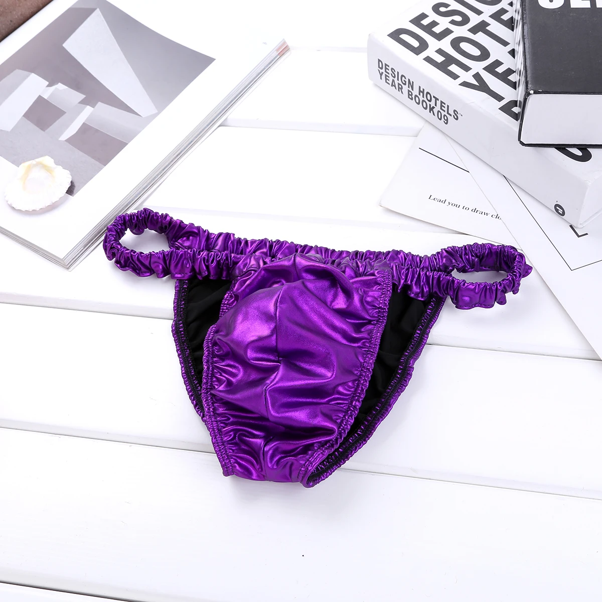 Блестящие однотонные латексные трусы TiaoBug из спандекса сексуальное мужское