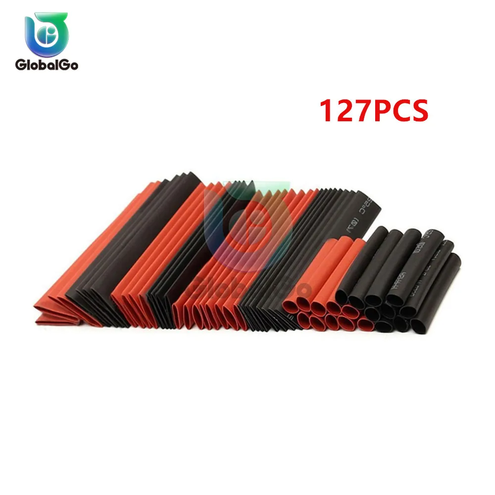 127PCS Black red 127 шт. 328 530 шт./упак. Полиолефиновая в ассортимента термоусадочные трубки изоляционные, термоусадочные трубки тепла термоусадочная кабельная проводка - Цвет: 127PCS Black red