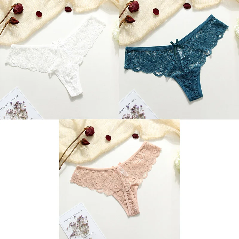 white green nude Сексуальные кружевные трусики, женское нижнее белье, стринги, трусики-стринги, 3 шт., женские стринги с Т-образной спинкой, женское нижнее белье, сексуальные стринги BANNIROU - Цвет: white green nude