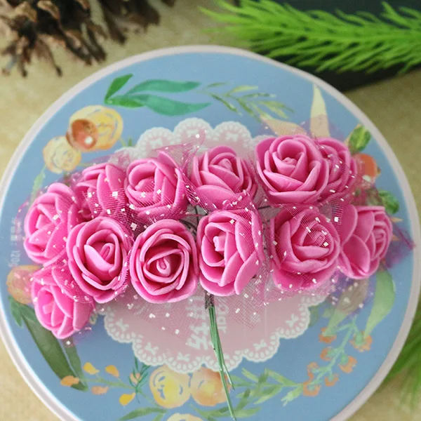rose red Мишка мини розы из пенопласта гирлянда конфетная коробка запястье цветок брошь головной убор обувь цветок ремесла DIY Роза голова Искусственные из ПЭ цветок - Цвет: rose red