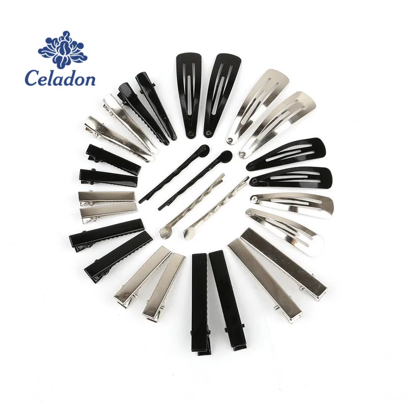 Women Duckbill Clip Metal Hair Clips Rhodium Black Tone Hairdressing Sectioning Hairpins Styling Accessories | Украшения и