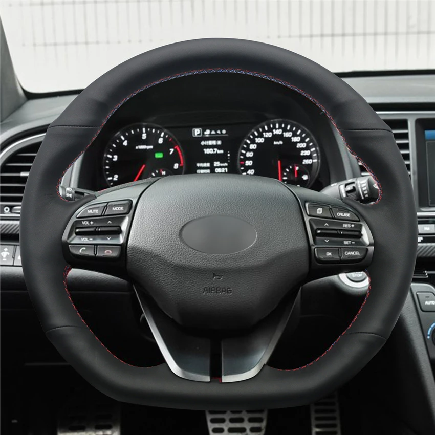 MEWANT черный нескользящий чехол рулевого колеса автомобиля из натуральной кожи