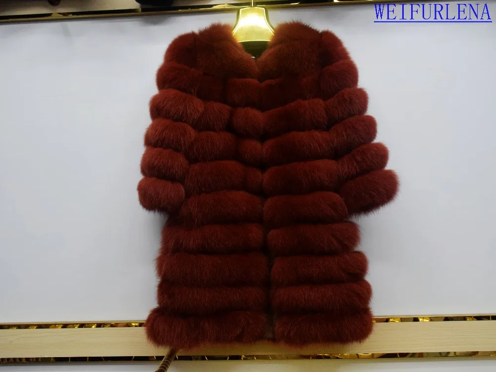 New Brand Winter Real Blue Fox Fur Coat Thick Warm Imitation Of Sables Women's Light Brown Long Jacket The fox fur Coat