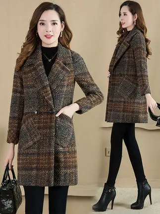 Новинка Осень-зима 2019 модное популярное приталенное клетчатое пальто в стиле