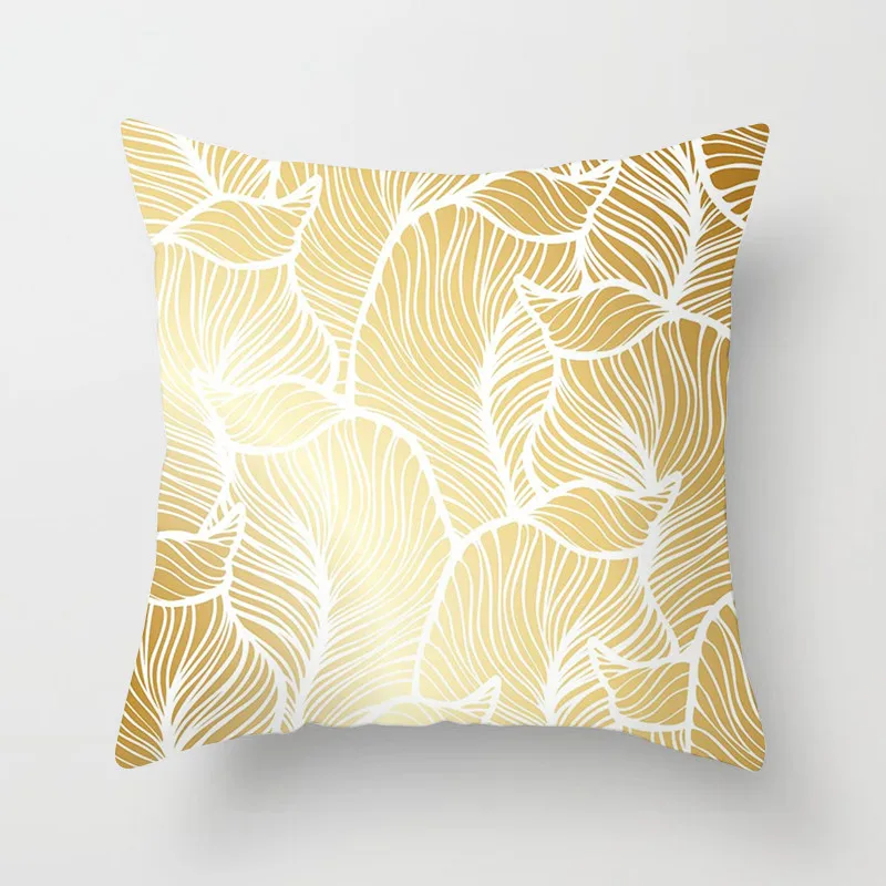 Цветочная Подушка Fuwatacchi золотое покрытие с перьями и листьями для декора дивана