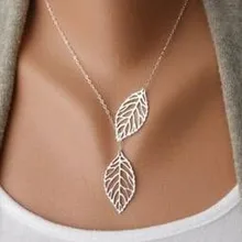 Корейская мода, тренд, дикая лесная основа, металлический лист, кулон, ожерелье, ключица, Короткая секция, двойной лист, ювелирные изделия