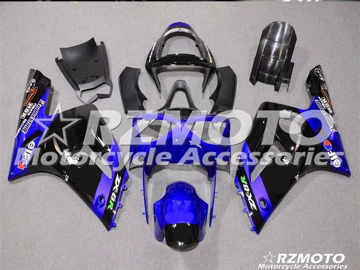 

Новый ABS мотоцикл обтекатель комплект для Kawasaki Ninja ZX6R 636 2003 2004 кузова литья под давлением синий черный ACEKITS магазин No.0048