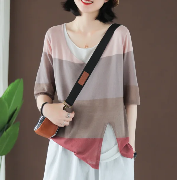 Summer 2019 Korean Fashion Women Tops Half Sleeve Ice Silk Blouse Clothes WorkWear Office Fake Two-Piece Shirt |
