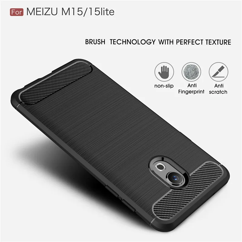 Для Meizu M15 чехол из мягкого силикона со щеткой ударопрочный противоударный для 15