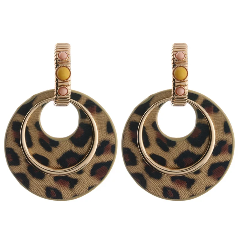 Earth yellow NeeFu WoFu Висячие золотые серьги, круглые модные серьги из кожи тигра, Очаровательная большая серьга, большие серьги Brinco Oorbellen - Окраска металла: Earth yellow