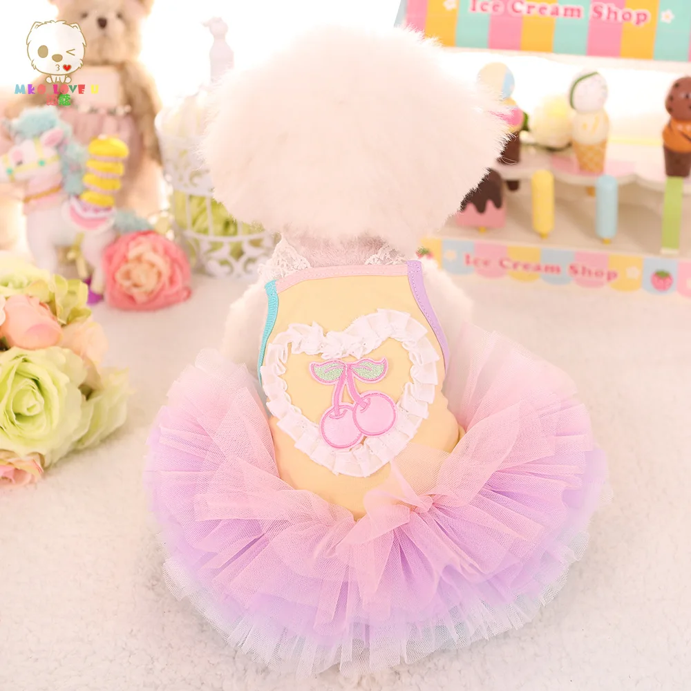 MKO 2018 вишня любовь хлопок летом собака платье Cachorro одежда собаки Vestidos Roupas Para юбка