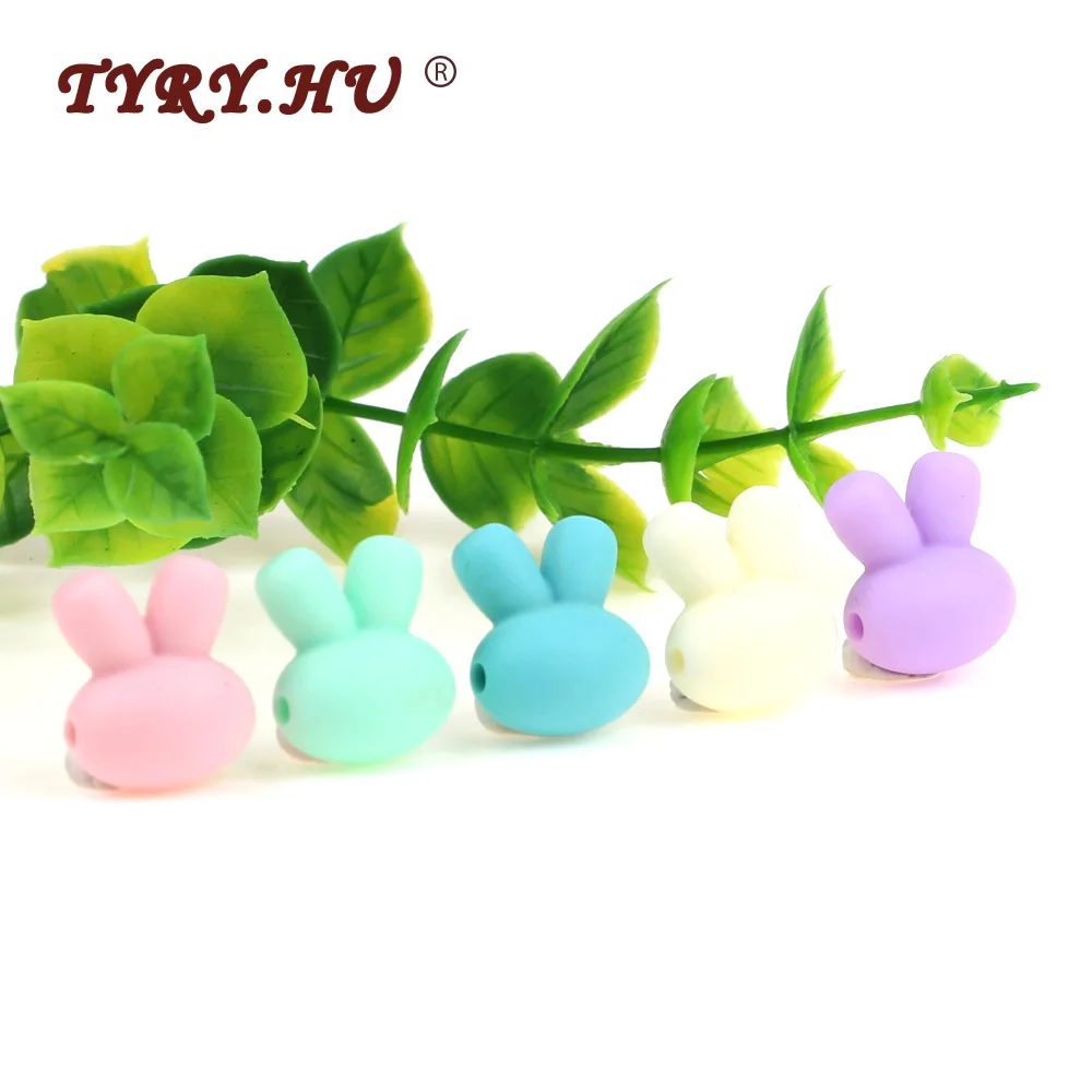 

TYRY.HU 20x Cartoon Rabbit Silicone Beads Food Grade Baby Teether Toys Rodents BPA Free DIY Pacifier chain tools Childen's Goods