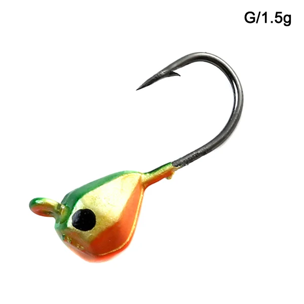 G 1.5g 5 Pcs Winter Ice Fishing Hook Lure Mini Metal Bait Fish Head Hook Bait Jigging Fishing Tackle KH889 - Цвет: G 1.5g