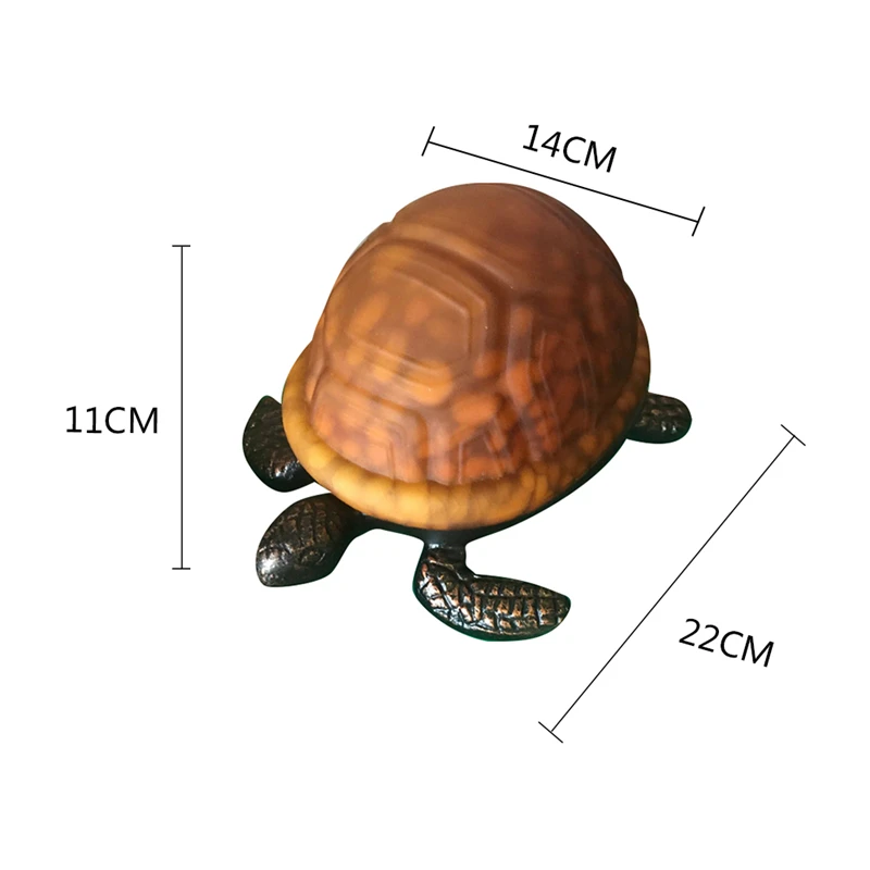 

HUANJUNSHI Retro Tortoise Night Light Tiffany Lamp Bedroom Bedside Decoration Desk Lamp Metal Glass Turtle Table Lamp