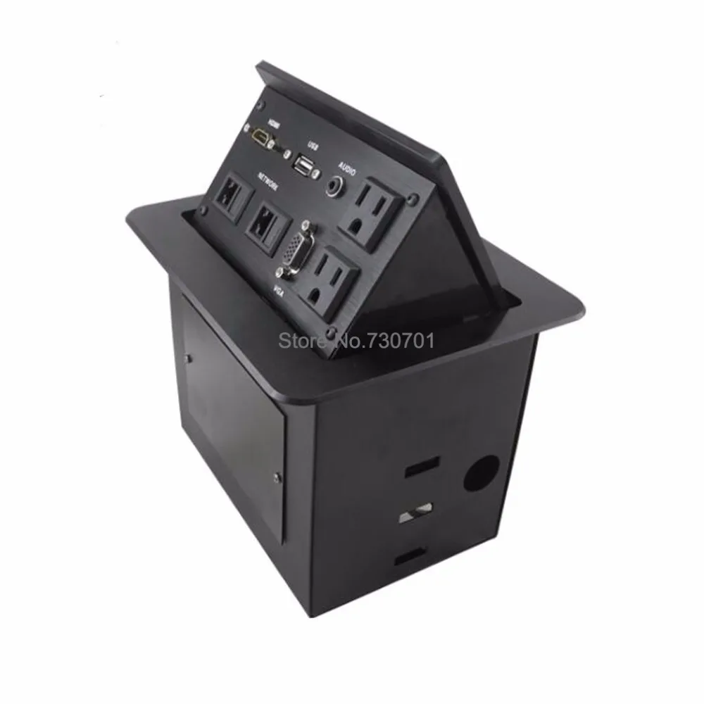 Пневматическая ручная Механическая розетка с блокировкой US power и VGA HDMI настольная