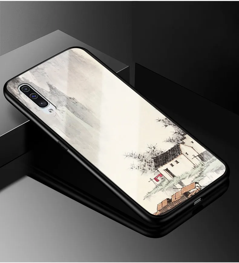Для samsung Galaxy A50 чехол PC Пластиковый стеклянный чехол для телефона черный ТПУ бампер чехол для samsung Galaxy A50 A 50 A505F A505 чехол